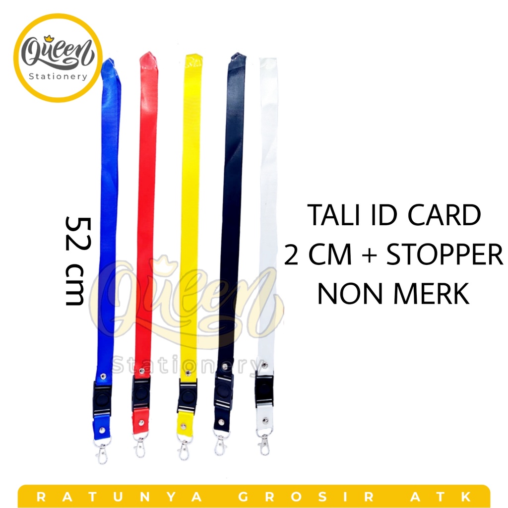 

TALI ID CARD 2CM + STOPPER NON MERK - LANYARD GANTUNGAN KARTU NAME TAG TANDA PENGENAL WARNA
