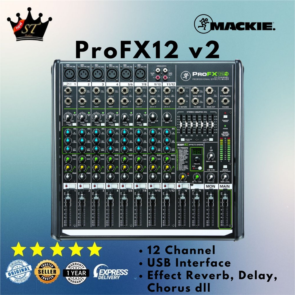 MACKIE ProFX12 V2 Pro FX12 ProFX12V2 Mixer 6 Channel Mono 2 Stereo