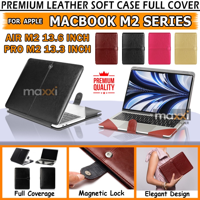 macbook air pro m2 chip 13 13 3 13 6 inch inci 2022 leather soft flip book cover case casing softcas