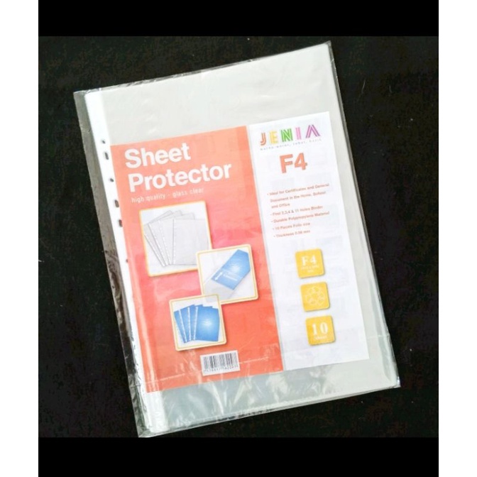 

1 pack Pelindung Ijazah Sheet Protector size F4 merk Jenia isi 10pce