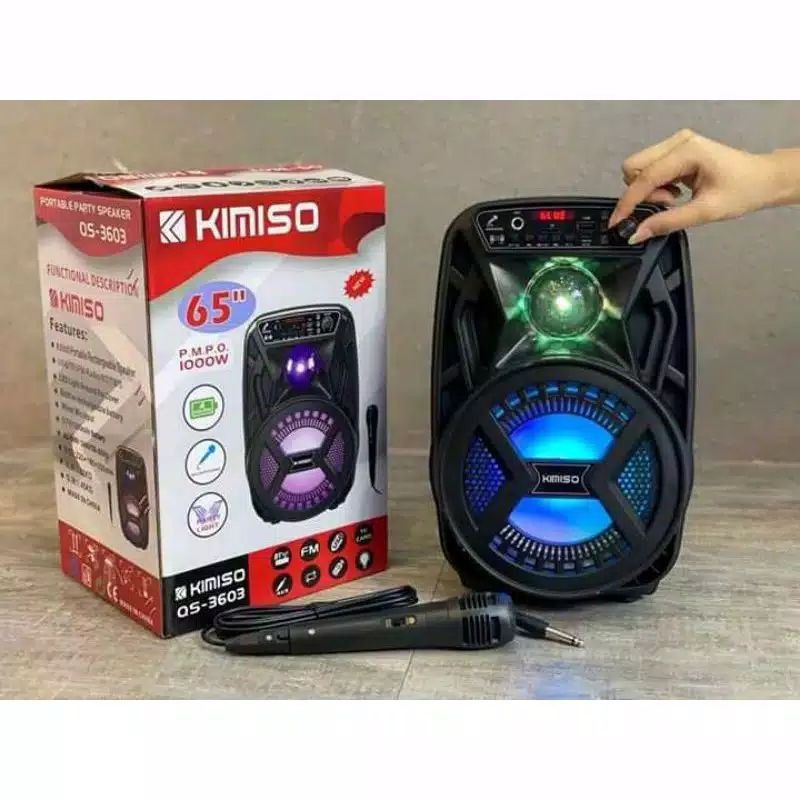 COD SPEAKER BLUETOOTH KIMISO 6'5 INCH QS-3603 PLUS MIC KARAOKE + REMOTE X-BASS//SALON AKTIF KIMISO X-BASS//SPEAKER KARAOKE 6'5 INCH