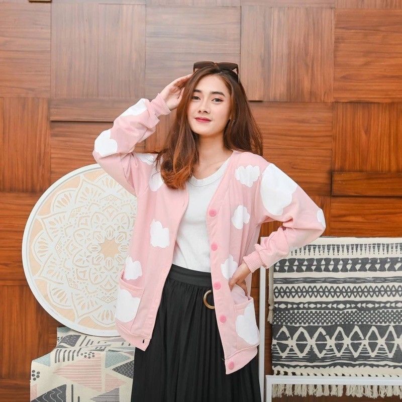 PAKAIAN WANITA SWEATER OVERSIZE CLOUD OUTER BLOUSE KOREAN STYLE