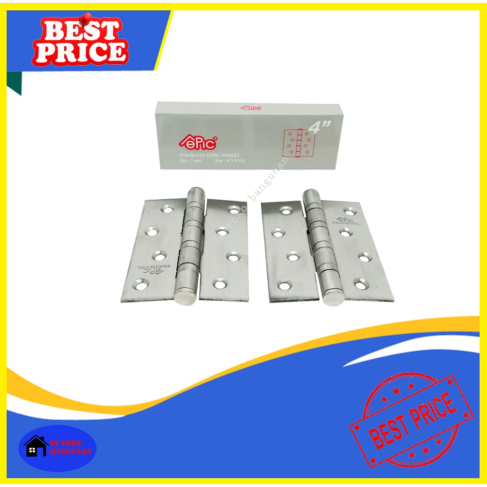 Engsel Pintu Stainless Steel 4&quot; Epic - Engsel Lemari