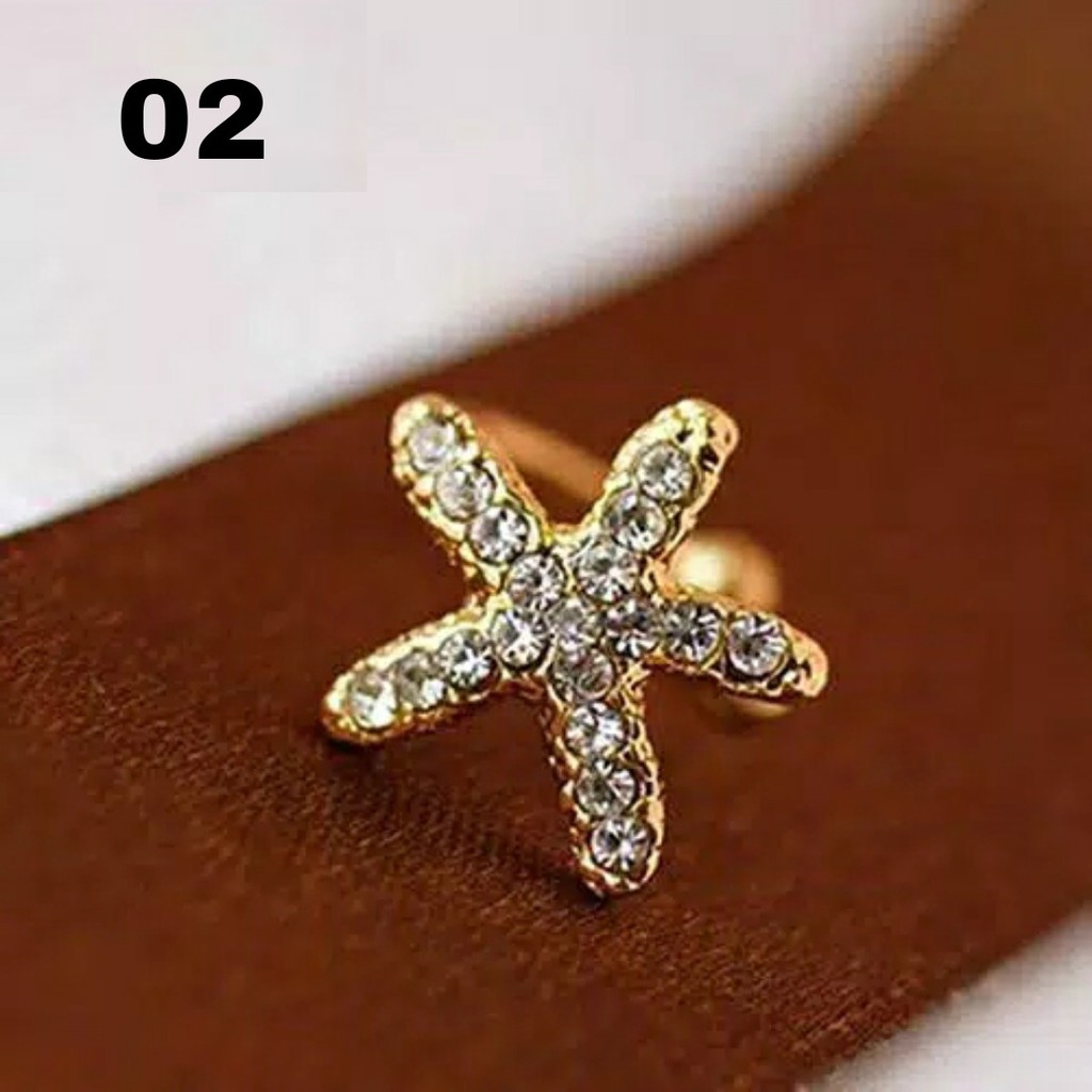 Anting Tusuk Cinta Anting Klip Telinga Bintang Laut Starfish Ear Klip