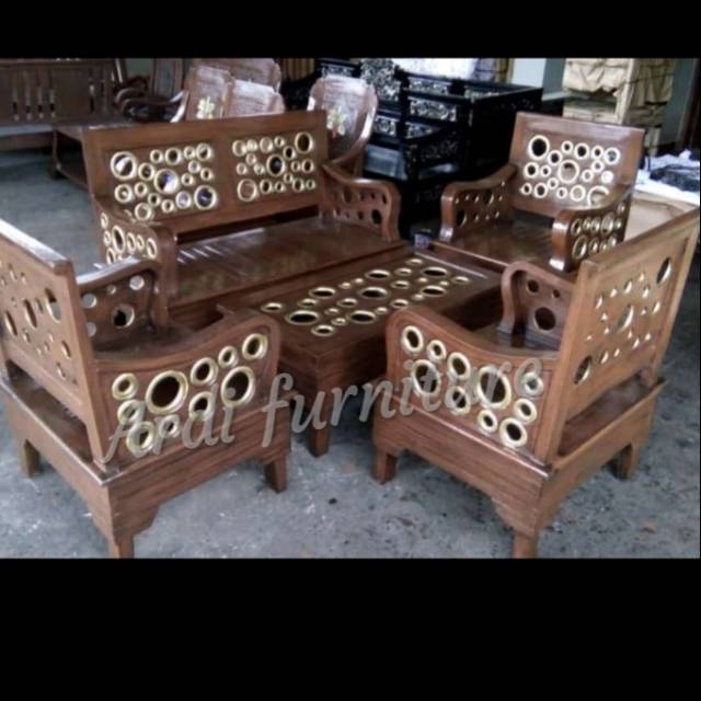 Kursi tamu model simpel meja kayu jati mebel jepara