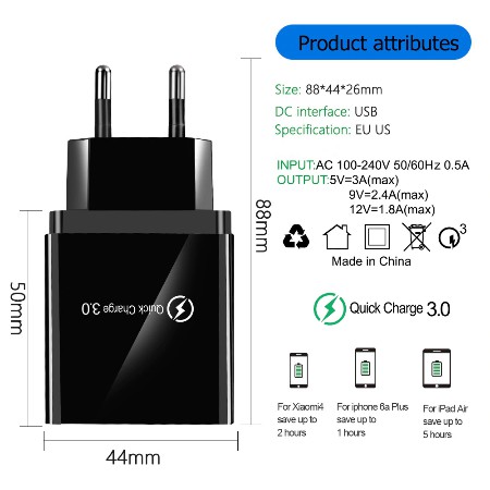 4 USB QUICK CHARGER 3.0 USB CHARGER SUPPORT ALL HANDPHONE ANDROID IOS