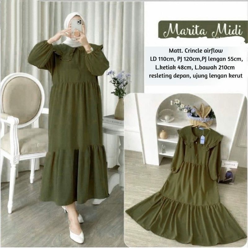 MIDI DRESS Crienkle Airflow// MIDI DRESS fashion Muslim