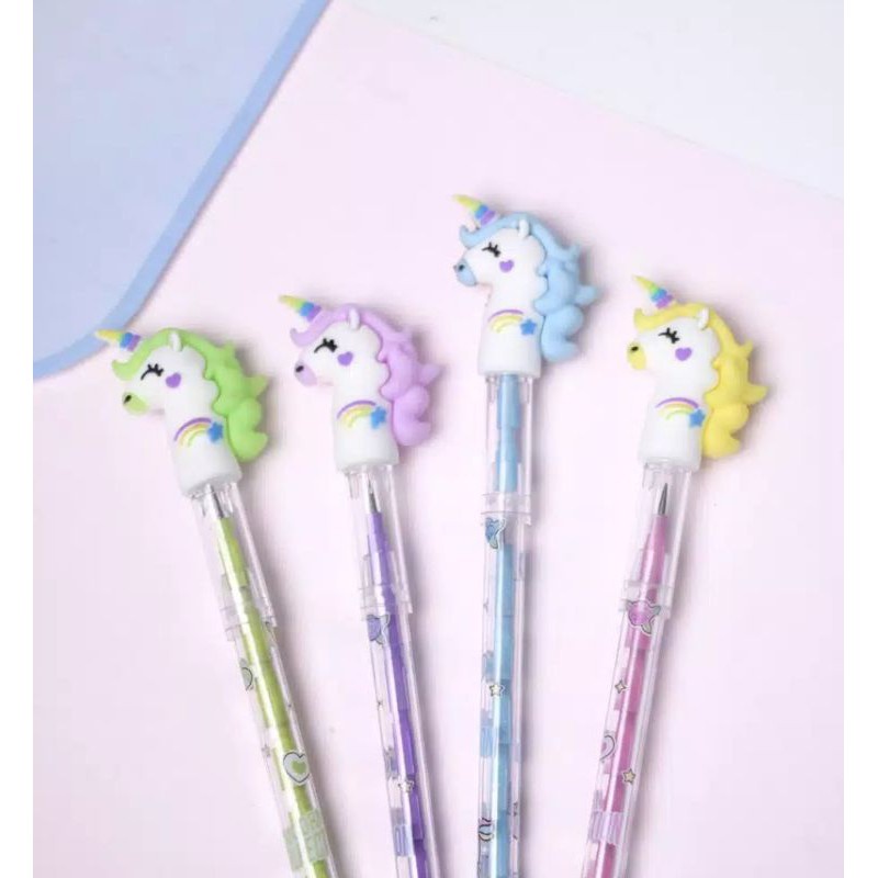 Pensil Unicorn Alat Tulis Cewek Lucu Anak Sekolah Susun