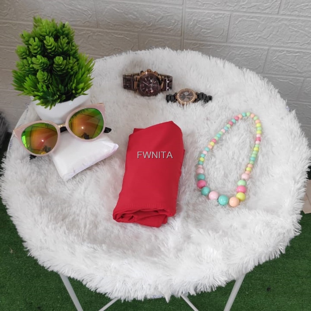 GAMIS LEBARAN MANSET ADEM LENGAN PANJANG MANGSET & MANSET ADEM LENGAN KUTUNG MANGSET POLOS WANITA INNER DRESS-MERAH