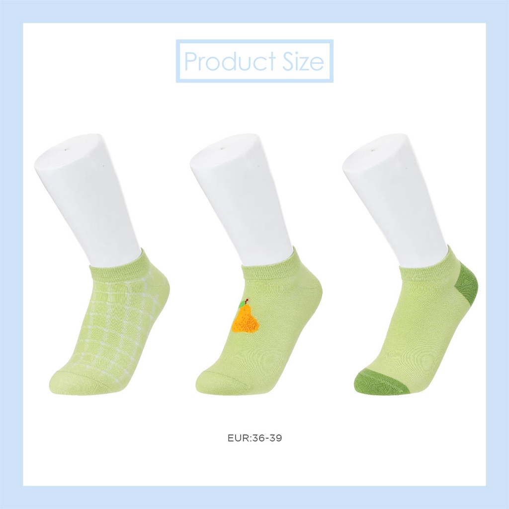 Miniso kaus kaki wanita Ankle Socks Kaos Kaki No-Show Semata Kaki Wanita (3 Pasang)-6