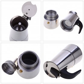 Teko Kopi Espresso ~ Coffee Maker Moka Pot Stainless ~ 6 Cup