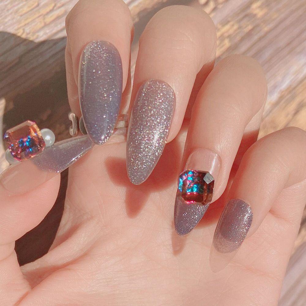 Needway   Nail Art Rhinestones Aurora Mewah Mengkilap Membuat Perhiasan Glliter Kaca Flatback Permata Nail Charms