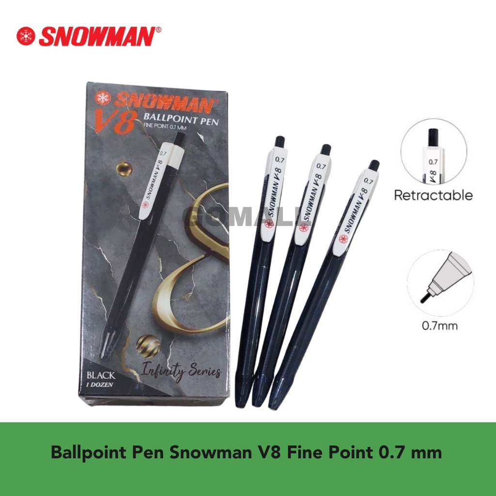 

Ballpoint / Pulpen / Bolpen Pen SNOWMAN V8 0.7mm Hitam / black