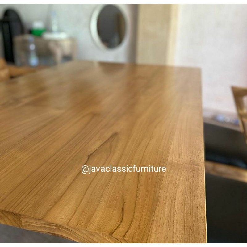 1 SET KURSI MEJA MAKAN HEROSIMA JOK RETRO / KURSI MAKAN CAFE RESTO MINIMALIS BAHAN KAYU JATI UKURAN 90x140cm-3