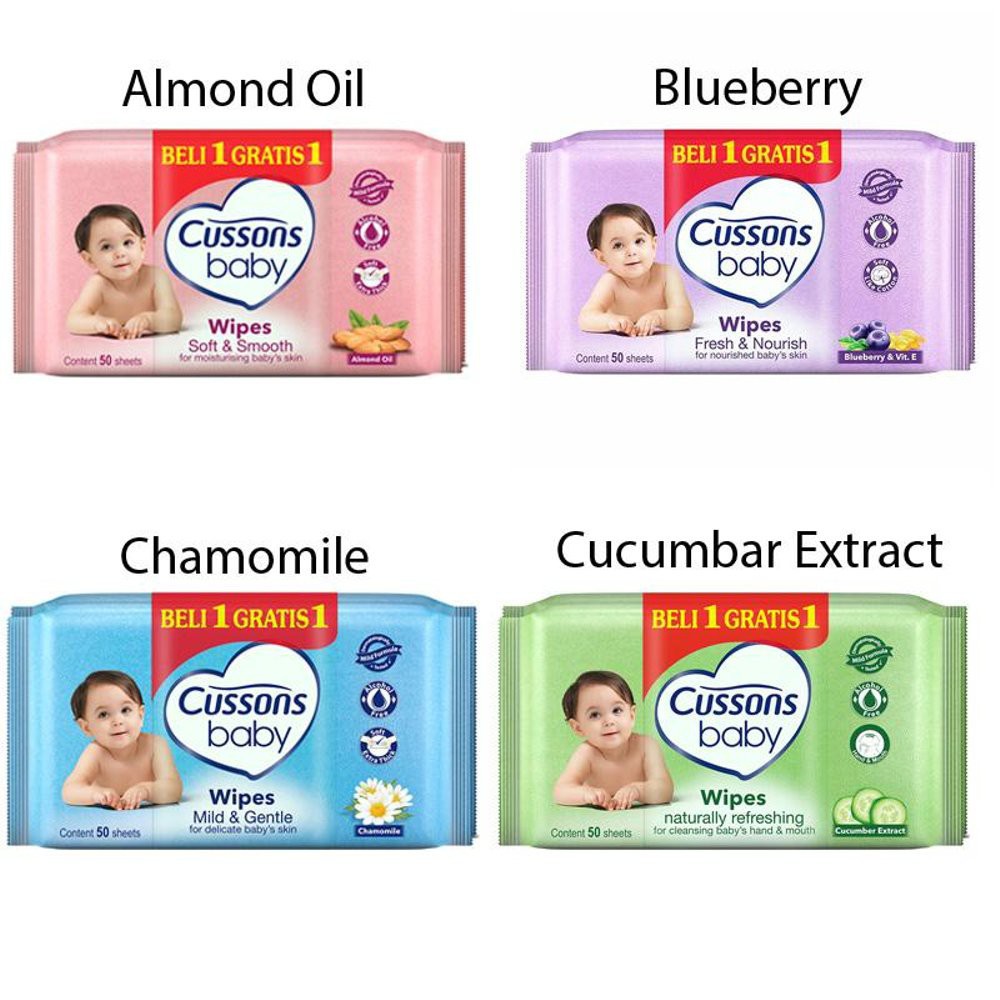 CUSSON WIPES - Cussons Tissue Basah Bayi (Beli 1 Paket 50 sheet Gratis 50 sheet)