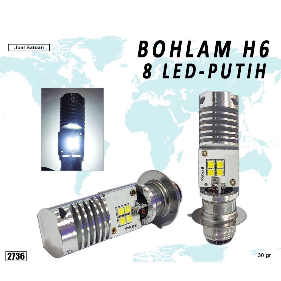 Lampu Depan H6 WM8 PRO 8 Mata Led ACD/DC BULLAES