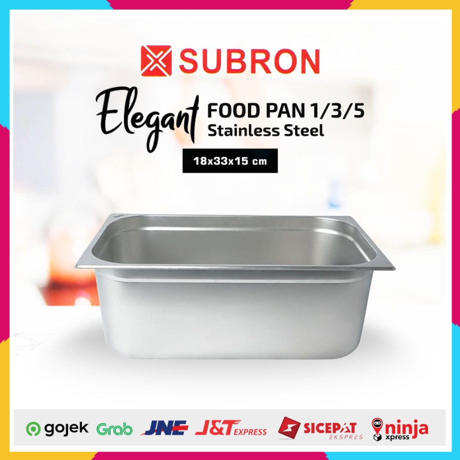 Subron Food Pan 1/3/15 Ukuran 18x33x15 cm Wadah Saji Stainless Steel