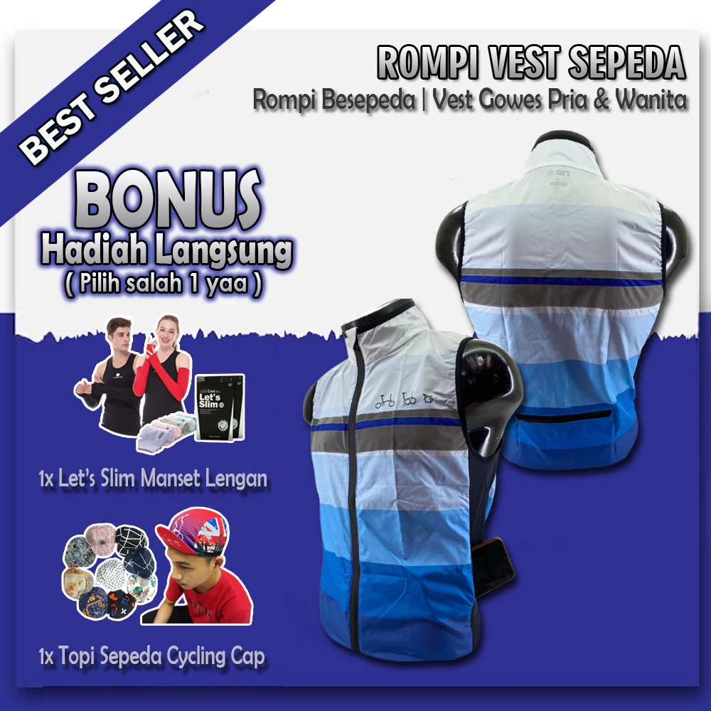 Rompi Vest Jersey Sepeda Lipat Windbreaker Unisex Pria Wanita