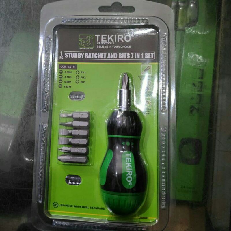 tekiro SR1699 obeng pendek mini 7 in 1 stubby ratchet bits 7in1