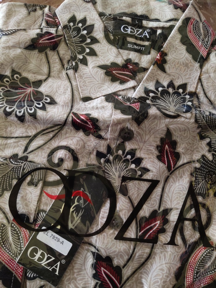 Odza Batik Lengan Panjang Modern Slimfit Modern Pria Kemeja Baju Sogan Hem Solo