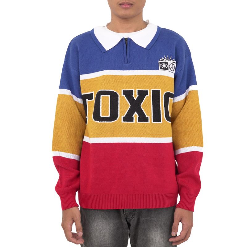 SWEATER KNIT / KNITWEAR POLO TOXIC BLUE YELLOW RED PREMIUM