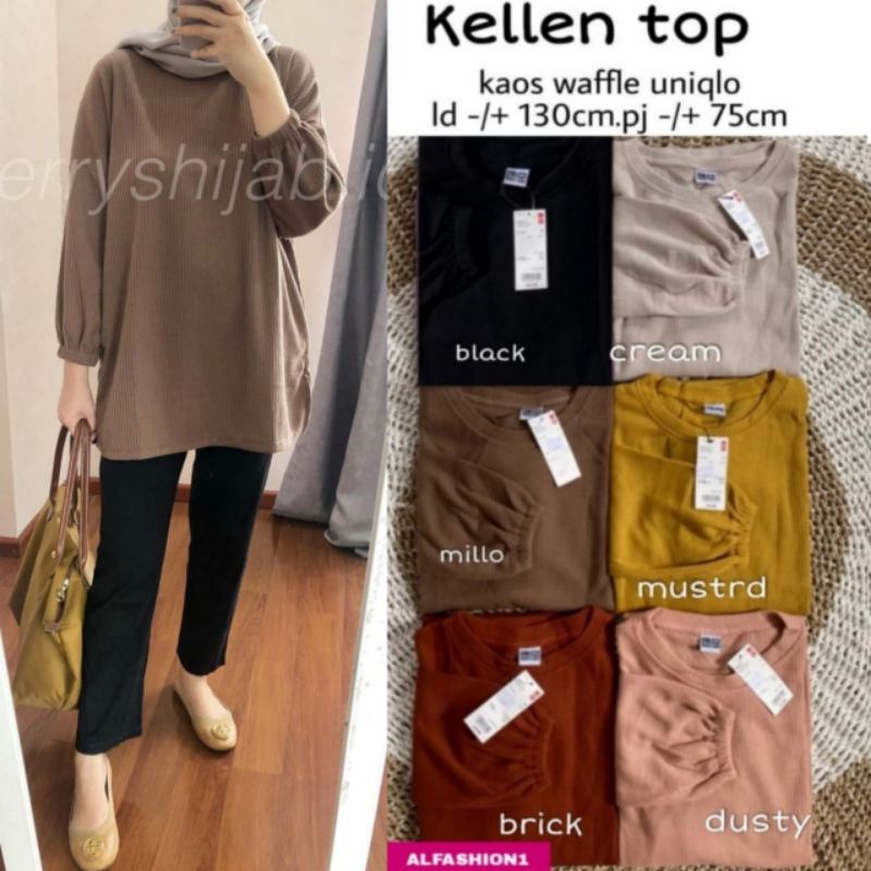 KELLEN TOP BY ALFASHION ATASAN BAHAN KAOS UNIQLO MELAR JUMBO  BIGSIZE TERLARIS