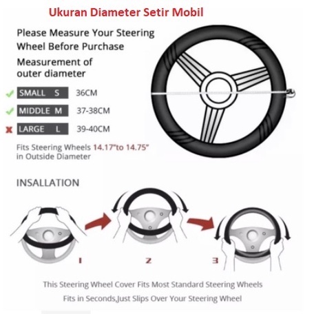 Sarung Cover Stir Setir Mobil Excellent Universal ukuran  (L) Diameter setir 40cm untuk  Colt Cold diesel, L300, Elf, fuso, mini bus dsb