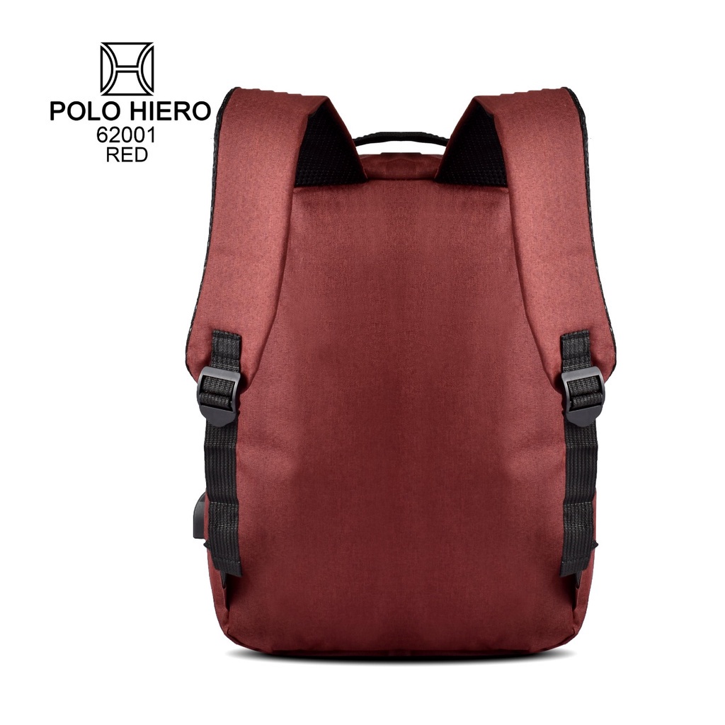 (RF) Tas Ransel Polo Hiero Ransel 62001 Tas Sekolah Punggung Tas Pria [Free Kabel USB]