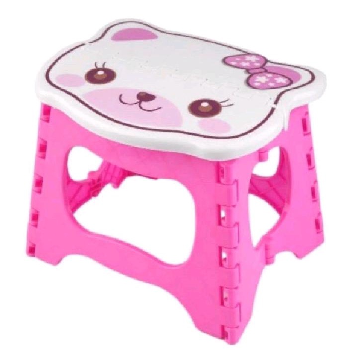 Kursi Lipat Anak Karakter Bangku Mini Plastik Portable Foldable Kid Chair Murah
