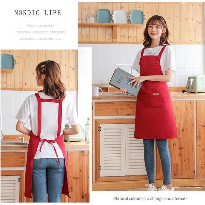 Apron Celemek cotton Barista Masak Kitchen Chef Barbershop waterproof