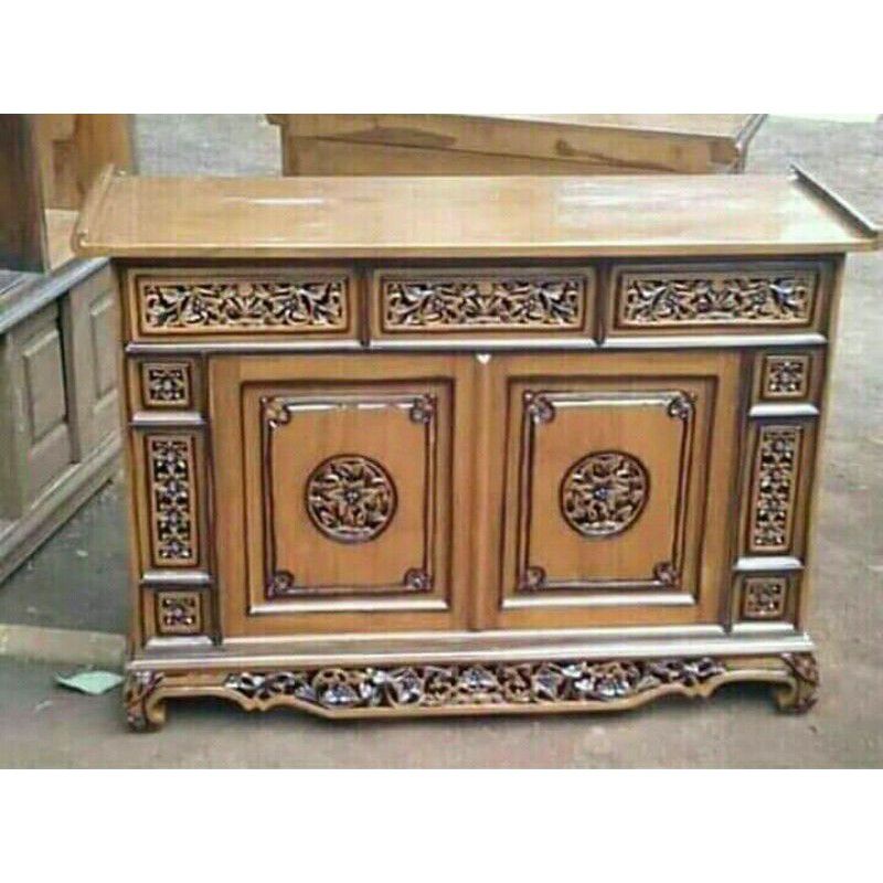 bufet TV Palembang kayu jati meja aquarium kayu jati bufet ukiran Jepara bufet 100cm