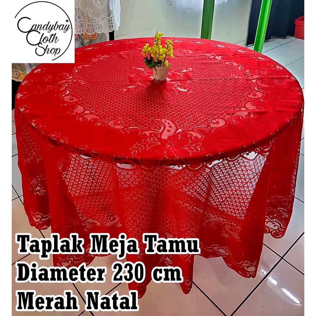 SPESIAL NATAL TAPLAK MEJA TAMU / TAPLAK MEJA MAKAN Bundar Ukuran 230 cm Bahan Kain Polyester 948