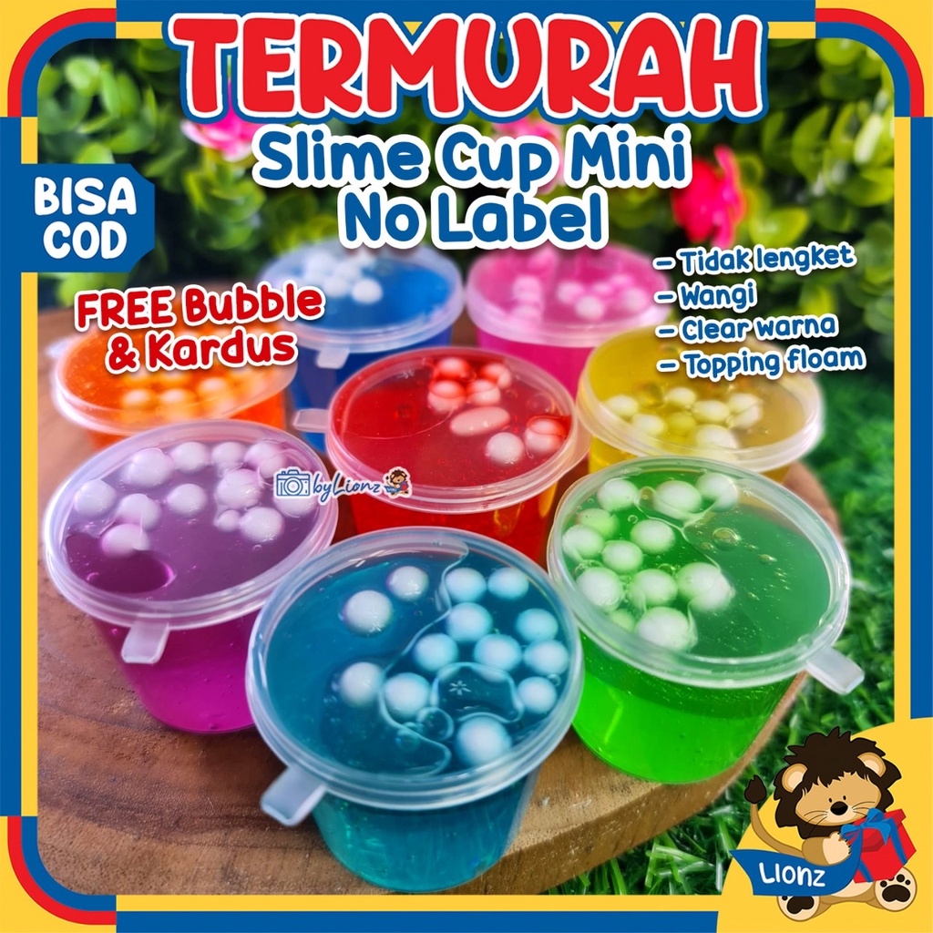 slime mini cup no label clear by Lionz.idn tersedia harga grosir