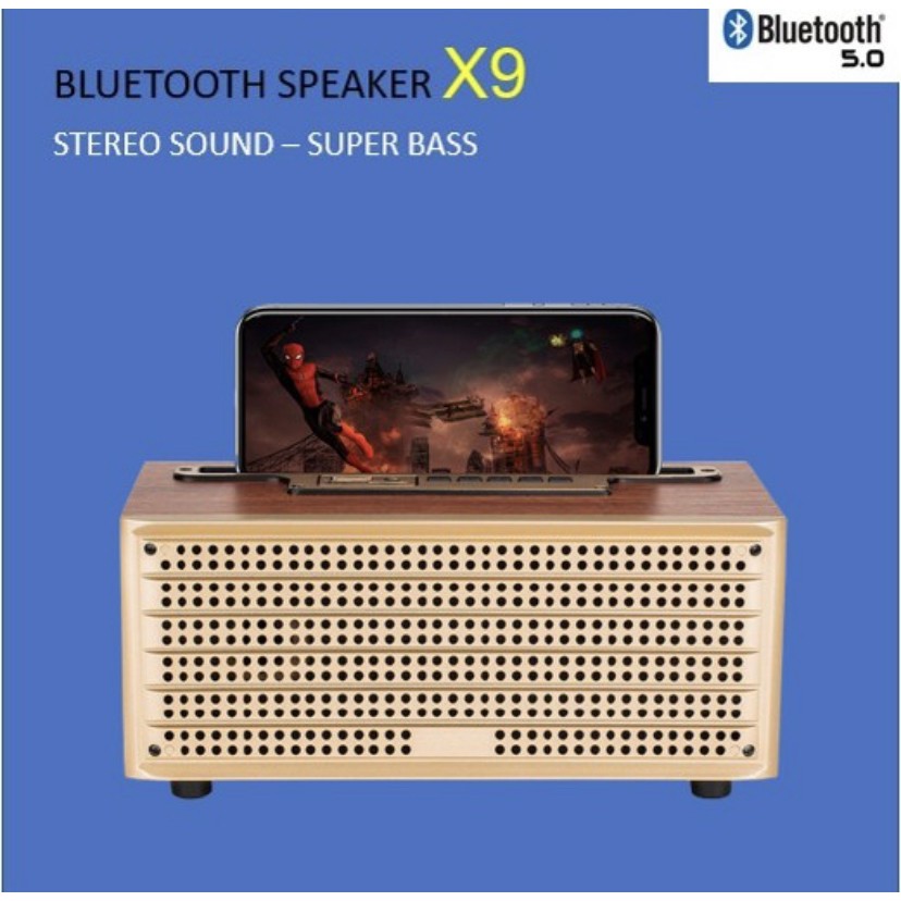 ALDRICH BLUETOOTH SPEAKER WITH PHONE HOLDER X9 WOODEN KAYU