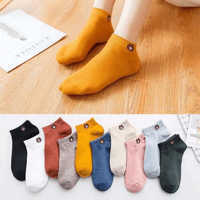 BUNDLING 8 PASANG Kaos Kaki Fashion Wanita Pria Motif Semata Kaoskaki Ankle Socks HIDDEN SOCK BERUANG BEAR KHS-1
