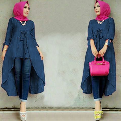 [Tunik Olga Navy SW] tunik wanita wolly crepe navy