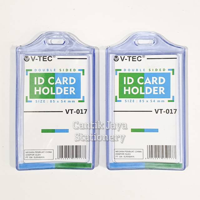 

V tec name tag ID card holder double transparant plastik karet VT 017