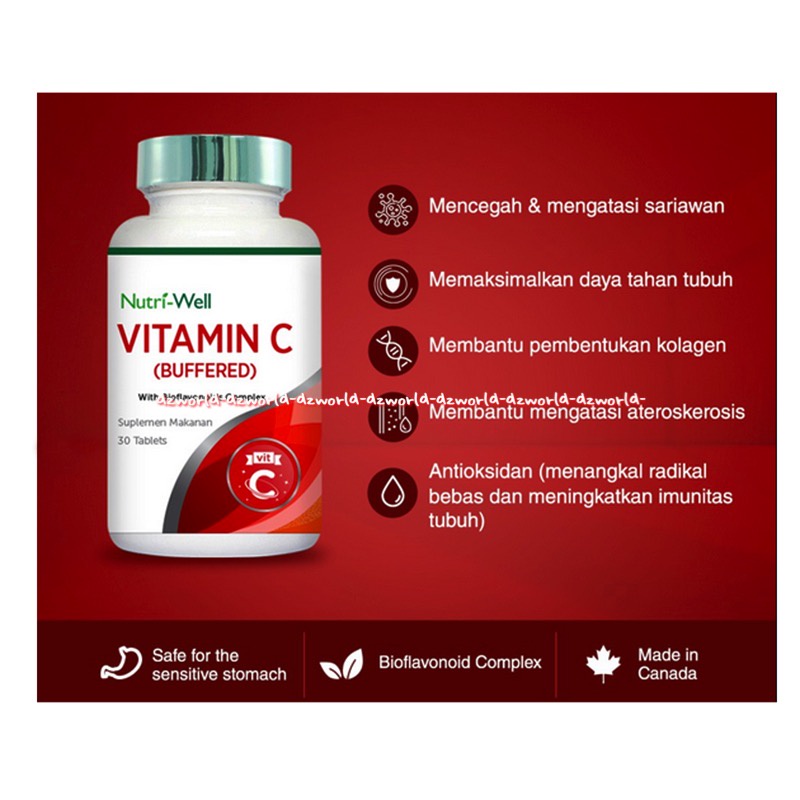 Nutri-Well 30tablet Vitamin C Buffered With Bioflavonoids Complex Vit C Nutri Well Untuk Imun Tubuh Nutri Well