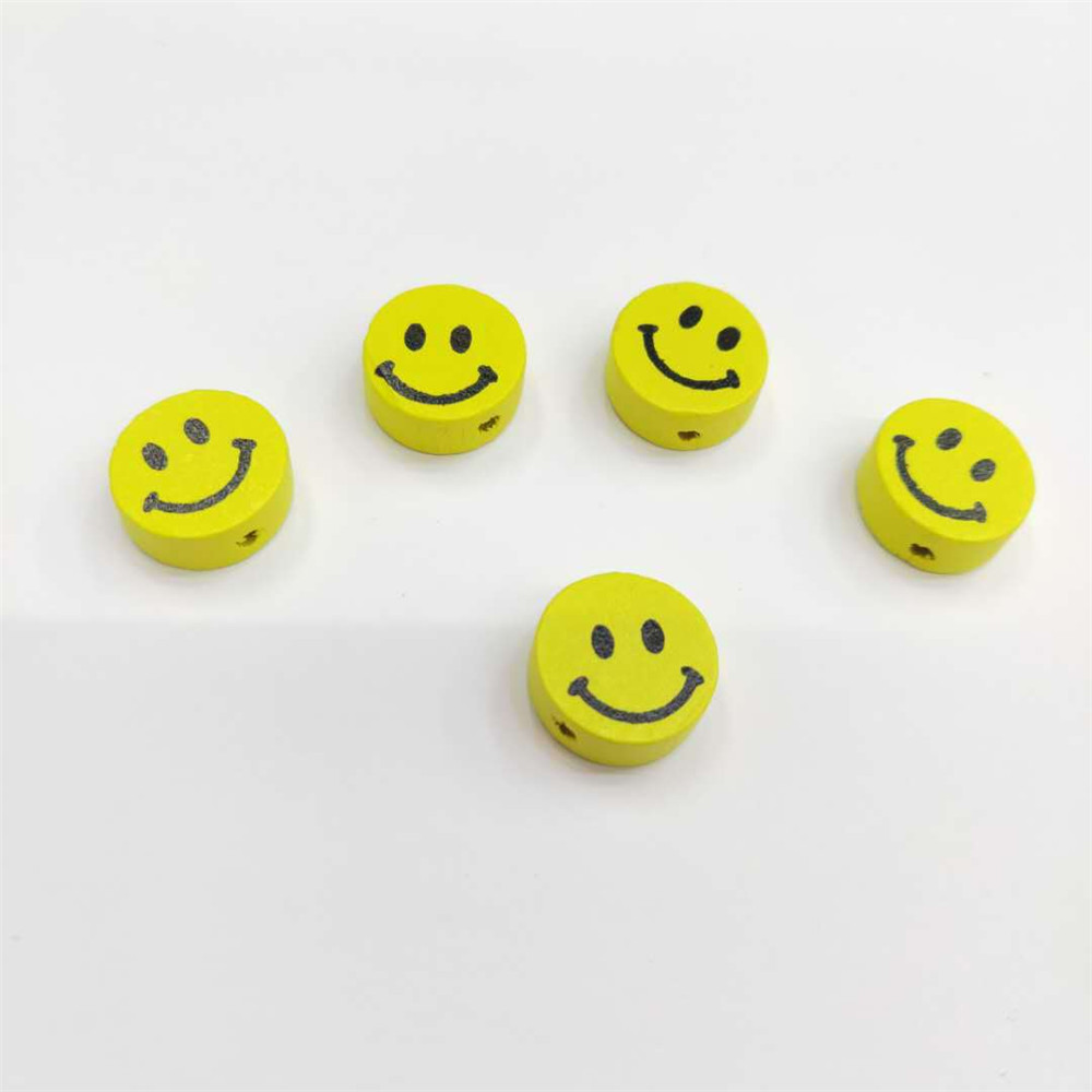 【COD Tangding】50PCS/set DIY Cartoon Cute Yellow Smile face Beads Children Jewelry Accessories