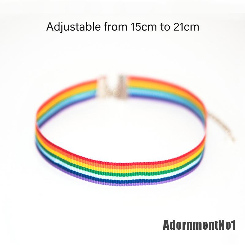 (Adornmentno1) Lgbt Kalung Choker Warna Pelangi