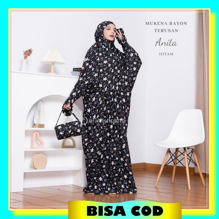 [Cod] [Grosir]✓Mukena Dewasa Terusan Bordir Polino Silk Putih Super Mukenah Dewasa Lajuran/Lajur Kat