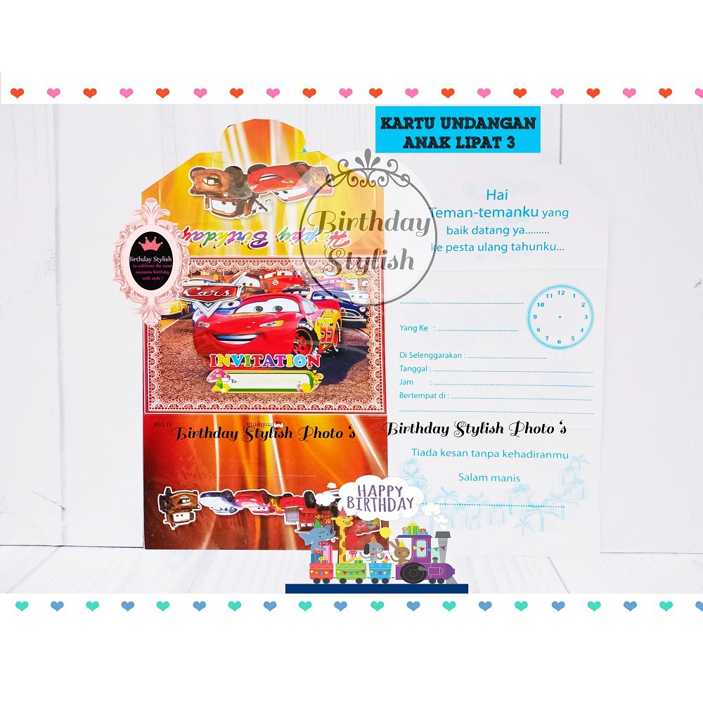 Kartu Undangan Ultah/ Ulang Tahun Anak Karakter Cars Lipat 3 | Shopee