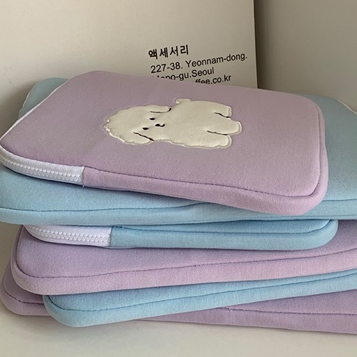 Sleeve Pouch Sarung Tas Bag Case Ipad Tab Tablet Macbook Air Pro Laptop Asus Acer Lenovo HP Huawei 11 12 13 14 15 inch Motif Gambar Puppy Anjing Warna Biru Ungu Lilac Lucu Cute Murah Korean Model