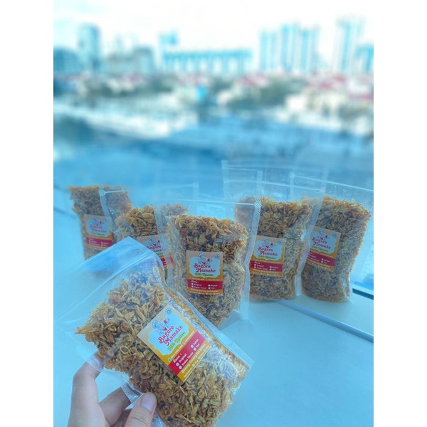 

Bagore mamake kemasan pouch 150gr (bawang goreng asli Brebes)