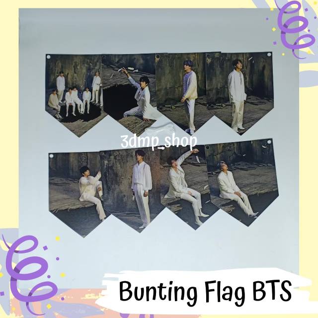 bunting flag persona garland bts most7 BE kpop Dynamite BT21 hiasan dinding kamar butter