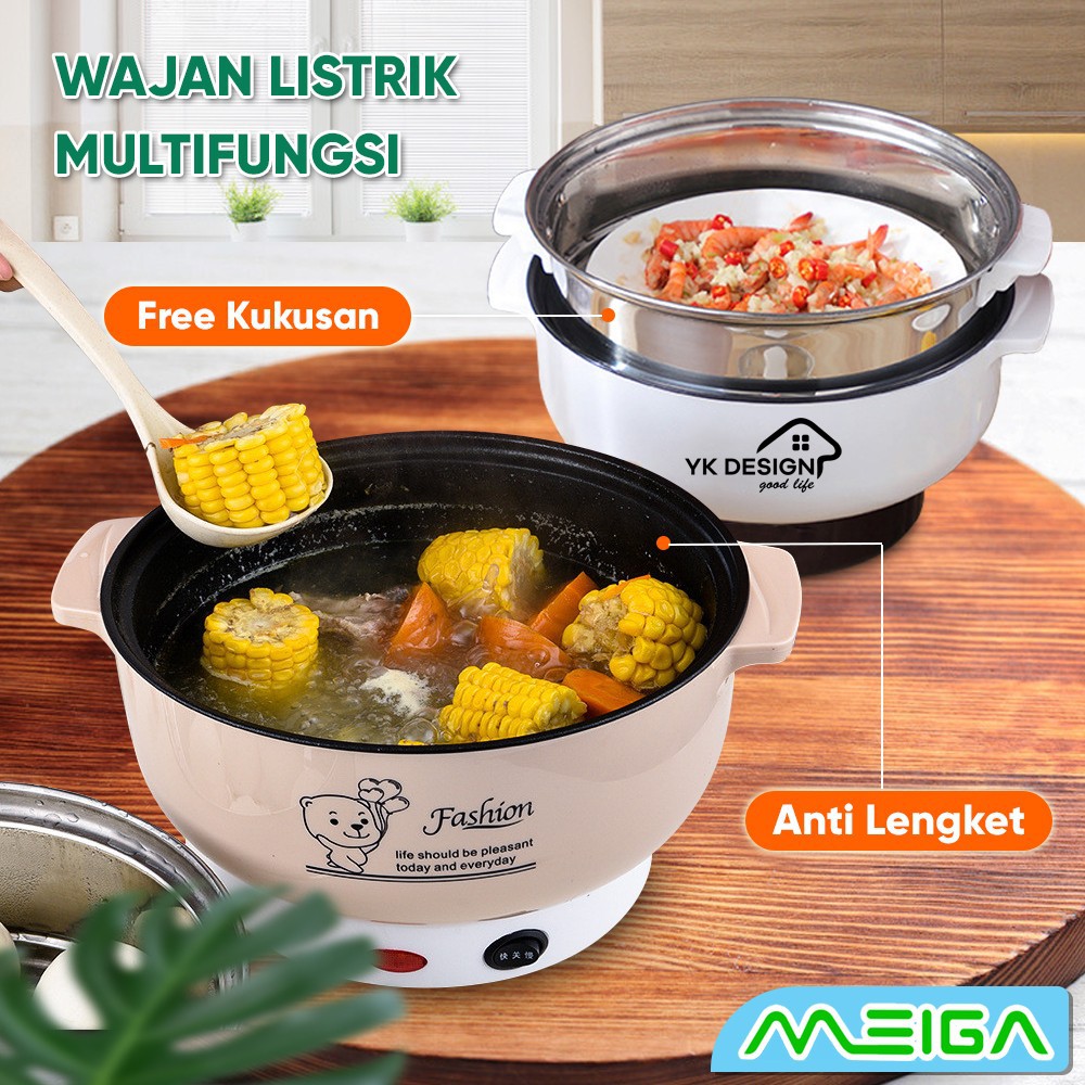 Panci Listrik Multifungsi Lapis Keramik Bahan Teflon FREE Kukusan Stainless YK DESIGN YK--803