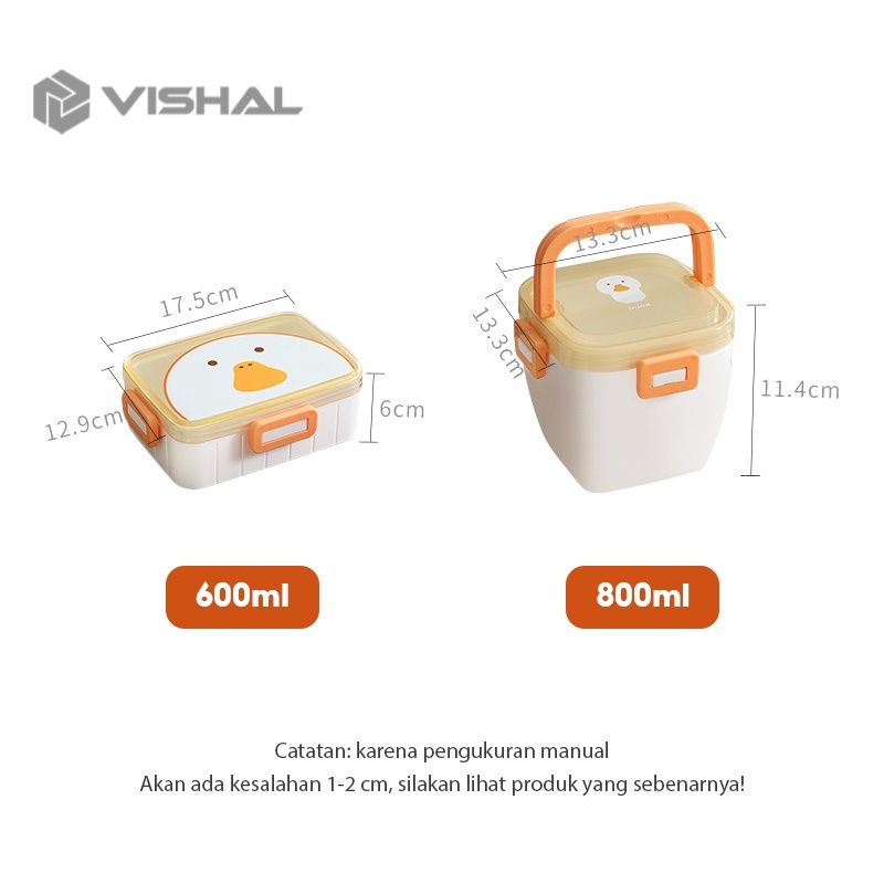 VISHAL Lunch Box PP Jerami Gandum With Karakter Kartun Kotak Bento BPA Free + Sendok