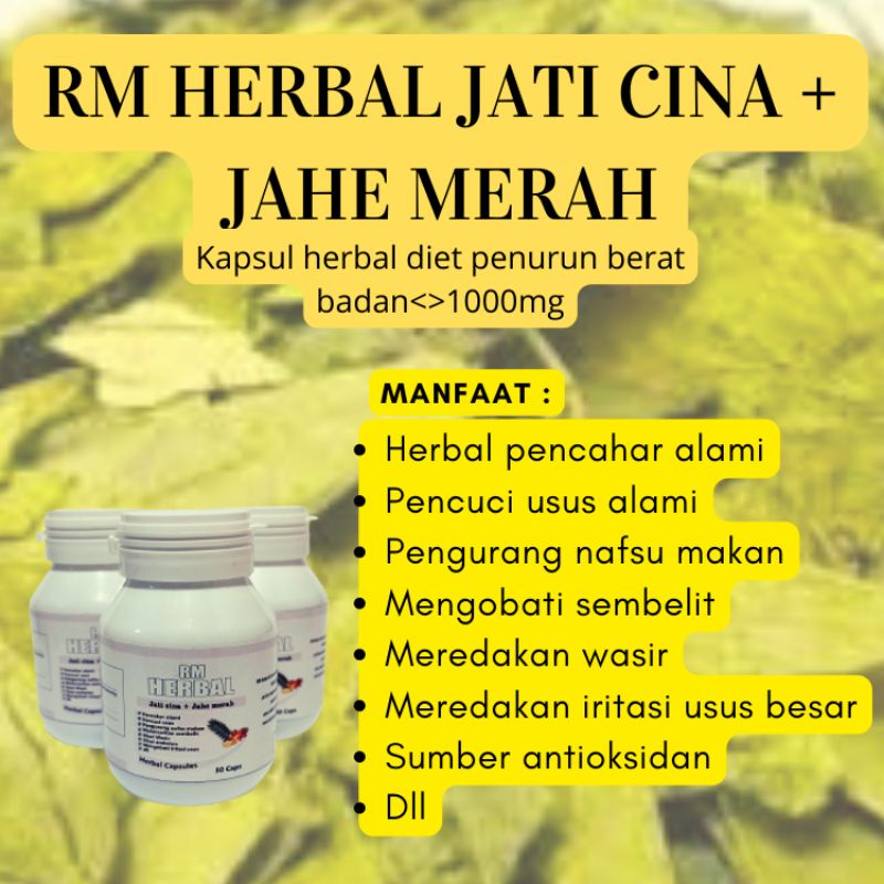 KAPSUL JATI CINA + JAHE MERAH || RM HERBAL PELANGSING, PENURUN BERAT BADAN , DIET