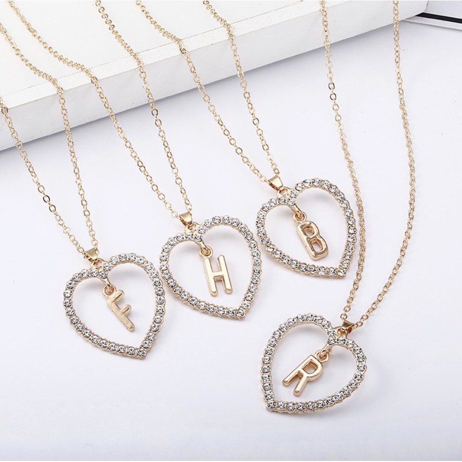 Kalung LIONTIN ALFABET Rantai 26 Huruf Korea Fashion Wanita Love Nama Necklace U - Z Titanium Alloy