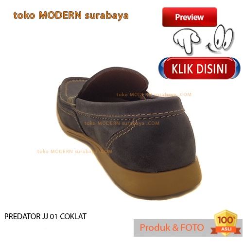 Sepatu pria sekolah casual slip on kulit loafers PREDATOR JJ 01 COKLAT